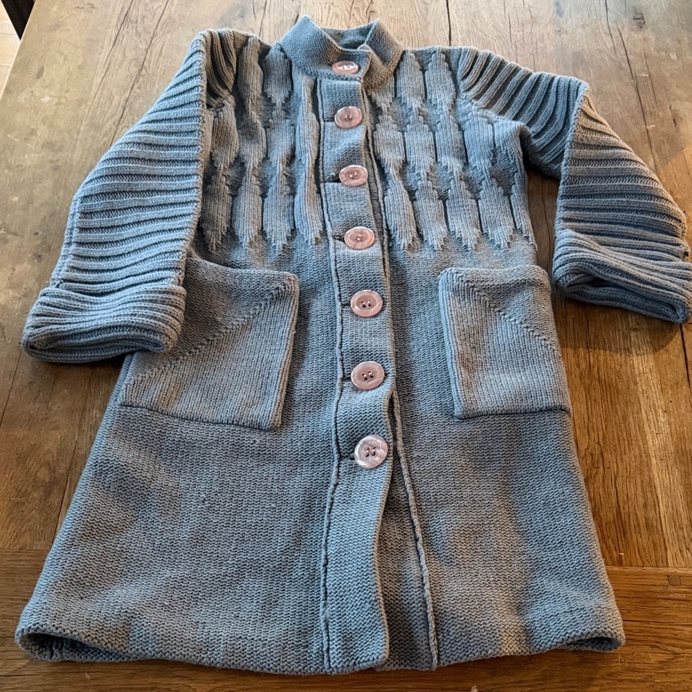 Wayne Rogers Vintage Gray/Blue Knit Cardigan